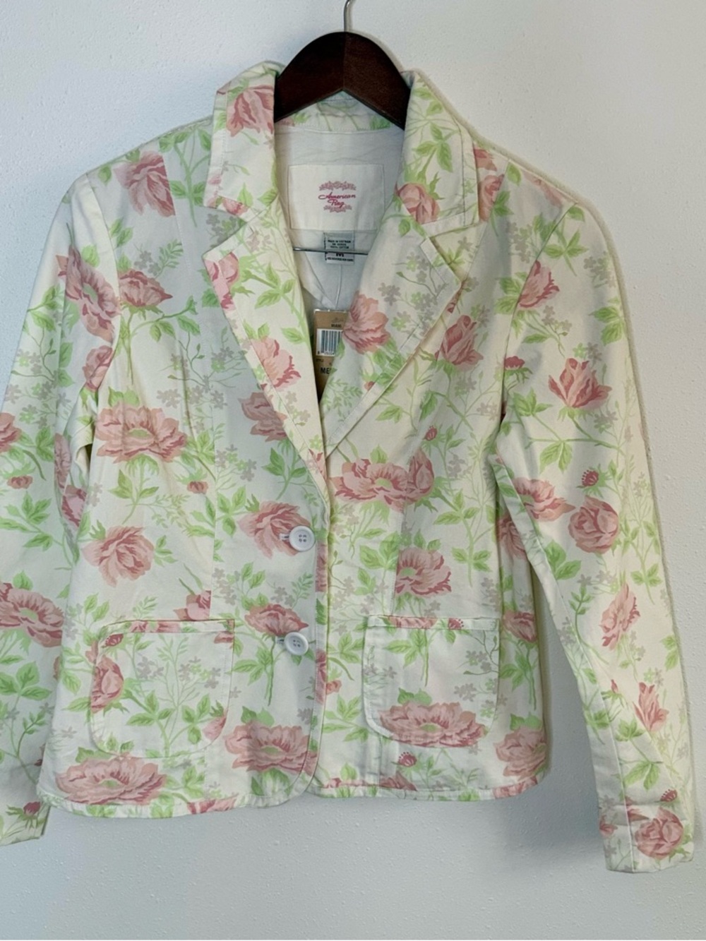 NWT American Rag Floral Blazer Jacket Medium Pink Rose Cottagecore